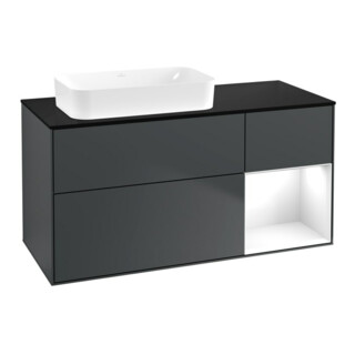 V&B Finion Meuble sous lavabo 120x60 cm, blanc brillant, bleu mat, laqué