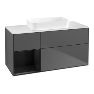 V&B Finion Meuble sous lavabo 120x60 cm, éclairage mural, anthracite mat