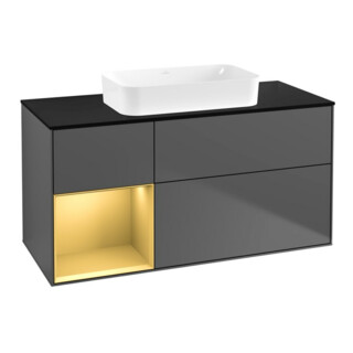V&B Finion Meuble sous lavabo 120x60 cm, éclairage mural, anthracite mat