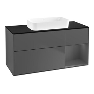 V&B Finion Meuble sous lavabo 120x60 cm, éclairage mural, anthracite mat
