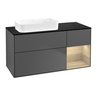 V&B Finion Meuble sous lavabo 120x60 cm, éclairage mural, anthracite mat
