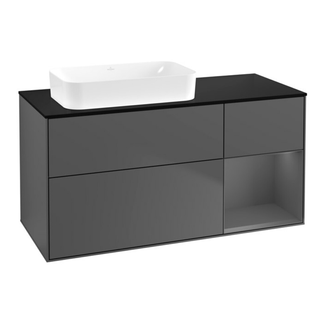 V&B Finion Meuble sous lavabo 120x60 cm, éclairage mural, anthracite mat