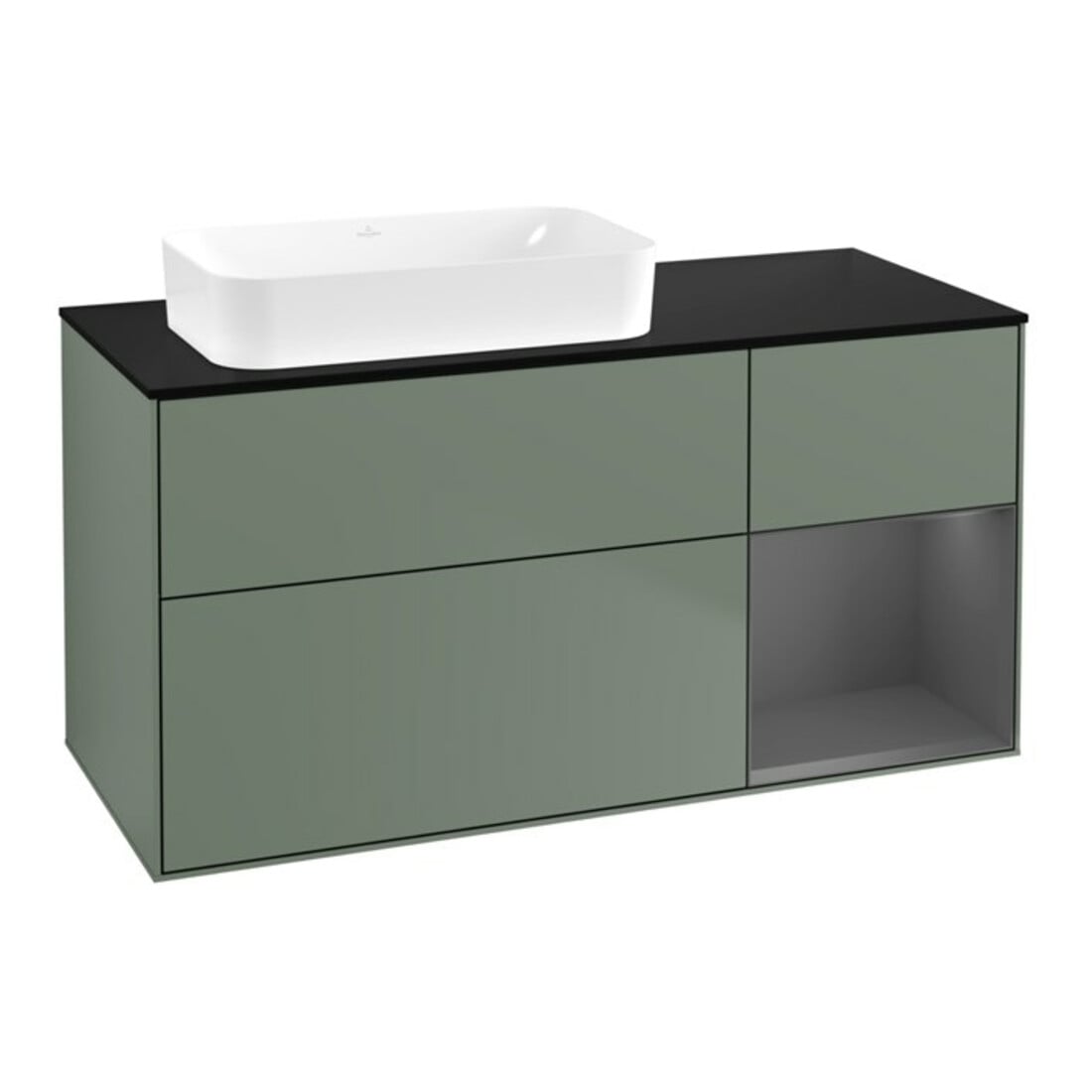 V&B Finion Meuble sous lavabo 120x60 cm, éclairage mural, anthracite mat, huile mat laqué