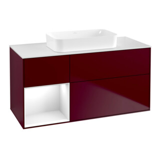 V&B Finion Meuble sous lavabo 120x60 cm, éclairage mural, blanc brillant, Peo mat