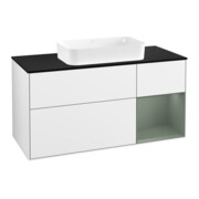 V&B Finion Meuble sous lavabo 120x60 cm, éclairage mural, laqué blanc brillant