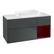 V&B Finion Meuble sous lavabo 120x60 cm, éclairage mural, laqué bleu moyen