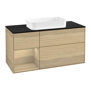 V&B Finion Meuble sous lavabo 120x60 cm, éclairage mural, placage chêne Reg re