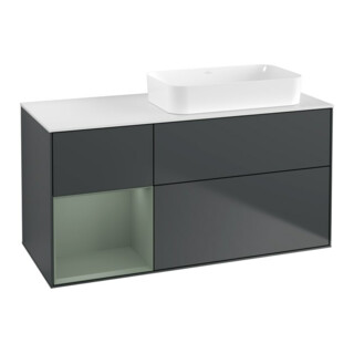 V&B Finion Meuble sous lavabo 120x60 cm, laqué gris et olive, laqué bleu