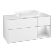 V&B Finion Meuble sous lavabo 120x60 cm, rég. droite blanc mat laqué, blanc brillant laqué