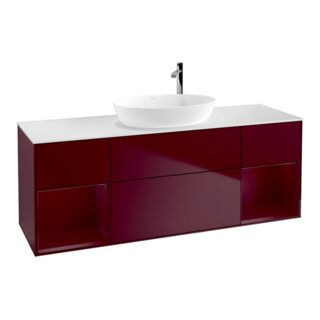 V&B Finion Meuble sous lavabo 160 cm, blanc mat, porte poignée laquée, poignée