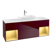 V&B Finion Meuble sous lavabo 160 cm, blanc mat, réglette or mat, poignée m