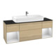 V&B Finion Meuble sous lavabo 160 cm, bleu pâle, étagère blanche avec laque, éclairage mural-1