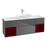 V&B Finion Meuble sous lavabo 160 cm, éclairage mural, anthracite, laqué-1