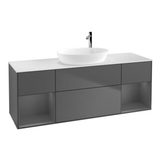 V&B Finion Meuble sous lavabo 160 cm, éclairage mural, anthracite m