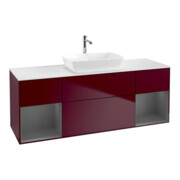 V&B Finion Meuble sous lavabo 160 cm, éclairage mural, anthracite mat laqué, poignée métal