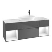 V&B Finion Meuble sous lavabo 160 cm, éclairage mural, laqué anthracite mat