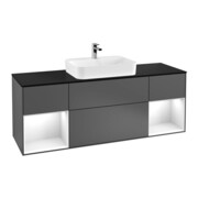 V&B Finion Meuble sous lavabo 160 cm, éclairage mural, laque blanc, anthracite m