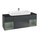 V&B Finion Meuble sous lavabo 160 cm, éclairage mural, placage bois, laqué rouge et bleu-1