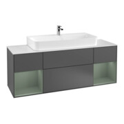 V&B Finion Meuble sous lavabo 160 cm, éclairage mural, Reg Oli. m Lac, anthracite mat