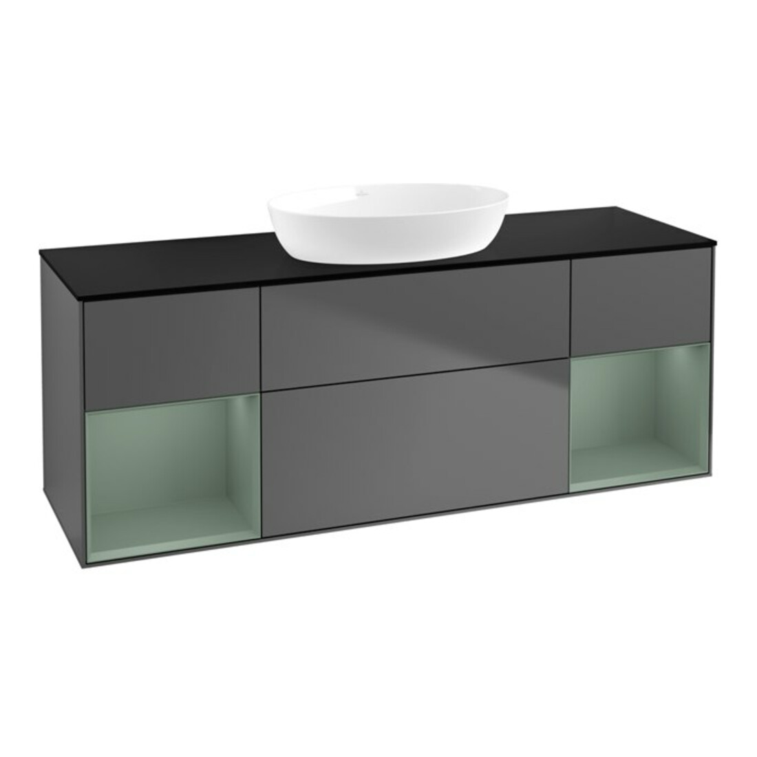 V&B Finion Meuble sous lavabo 160 cm, Pl b m, Rg Oli. m Lac, Anthrac. m