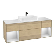 V&B Finion Meuble sous lavabo 160 cm, Pl blanc mat, Rayure blanc mat Lac, Oa ven