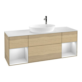 V&B Finion Meuble sous lavabo 160 cm, Pl blanc mat, Reg blanc mat Lac, Oa ven