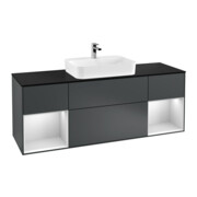 V&B Finion Meuble sous lavabo 160 cm, Pl blanc mat, Rg blanc mat laqué, md bleu mat laqué
