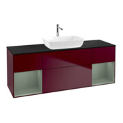 V&B Finion Meuble sous lavabo 160 cm, Pl bleu, Étagère huilée avec laque, Peo m