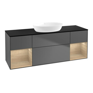 V&B Finion Meuble sous lavabo 160 cm, Pl bleu, Étagère ouverte, Anthracite m