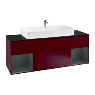 V&B Finion Meuble sous lavabo 160 cm, Pl bleu mat, Étagère médium mat laqué, Poignée mat