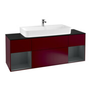 V&B Finion Meuble sous lavabo 160 cm, Pl bleu mat, Étagère médium mat laqué, Poignée mat