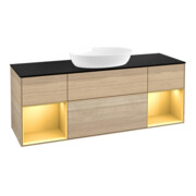 V&B Finion Meuble sous lavabo 160 cm, Pl bleu mat, Rayure or mat Lac, Oa ven
