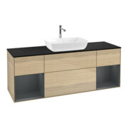 V&B Finion Meuble sous lavabo 160 cm, Pl bleu mat, Reg méd mat Lac, Oa ven