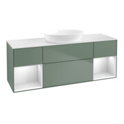 V&B Finion Meuble sous lavabo 160 cm, Pl w m, Étagère blanche m Lac, Oli. m Lac