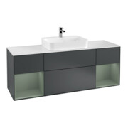 V&B Finion Meuble sous lavabo 160 cm, Pl w m, Rg Ol m Lac, éclairage mural, md bl. m Lac