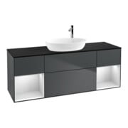 V&B Finion Meuble sous lavabo 160 cm, placage blanc mat, laqué blanc mat, médium bleu mat laqué-1