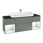 V&B Finion Meuble sous lavabo 160 cm, placage blanc mat, laque gris clair, huile avec laque
