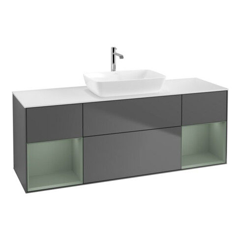 V&B Finion Meuble sous lavabo 160 cm, placage bois, laque, anthracite m.