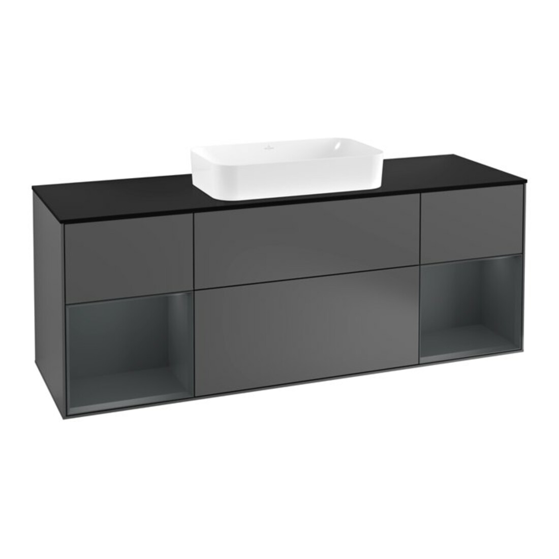 V&B Finion Meuble sous lavabo 160 cm, placage bois, laqué, anthracite m