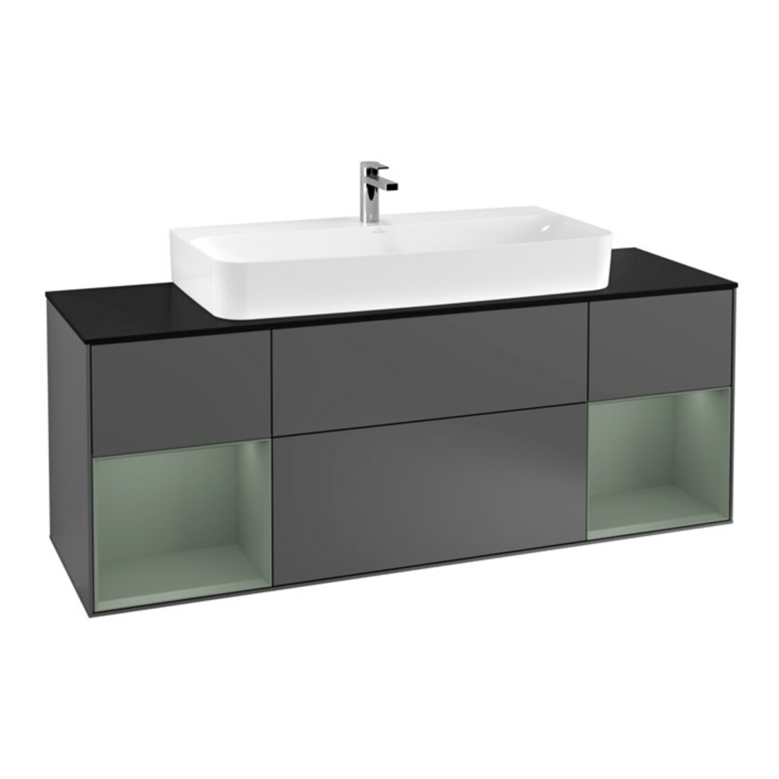V&B Finion Meuble sous lavabo 160 cm, placage bois, laque, anthracite m.