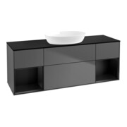 V&B Finion Meuble sous lavabo 160 cm, placage bois, laqué brillant, anthracite m