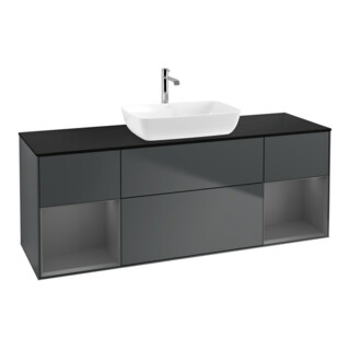 V&B Finion Meuble sous lavabo 160 cm, placage bois, laqué, poignée métal laqué