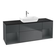 V&B Finion Meuble sous lavabo 160 cm, placage bois, laqué rouge et bleu-1