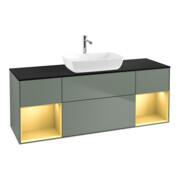 V&B Finion Meuble sous lavabo 160 cm, placage bois, rangement doré laqué, olivier laqué-1