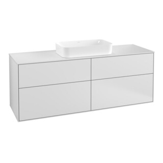 V&B Finion Meuble sous lavabo 160x60,3 cm, éclairage mural, plaque de fermeture blanc mat, blanc mat Lac