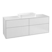 V&B Finion Meuble sous lavabo 160x60,3 cm, éclairage mural, plaque de fermeture blanc mat, blanc mat Lac