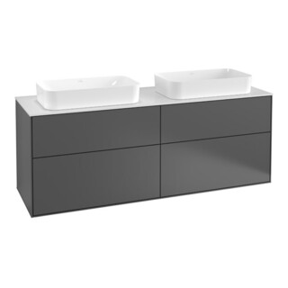 V&B Finion Meuble sous lavabo 160x60,3cm, éclairage mural, blanc, gris, laqué