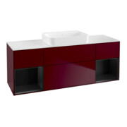V&B Finion Meuble sous lavabo 160x60,3x50,1cm, éclairage mural, Reg bleu mat Lac, Peo Mat