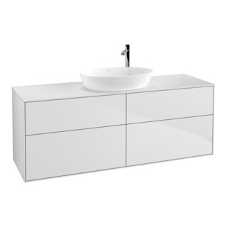 V&B Finion Meuble sous lavabo 160x60cm, éclairage mural, plaque de fixation blanche, laqué blanc