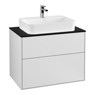 V&B Finion Meuble sous lavabo 80x60,3 cm, plan d’abattage bleu, blanc laqué